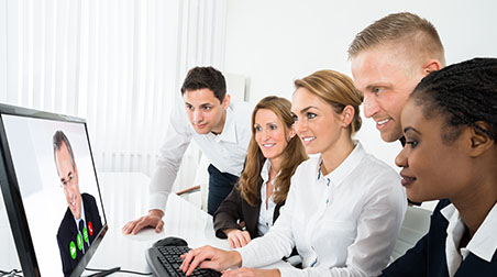 Group of business people on a video conference call